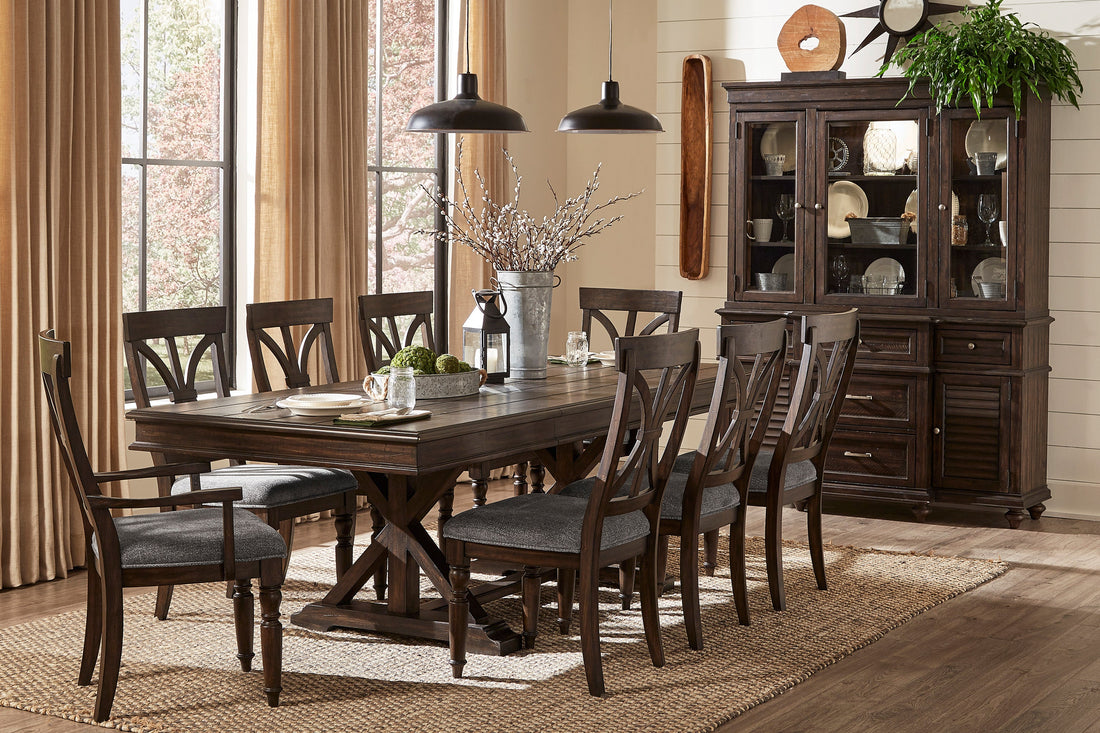 Cardano Driftwood Charcoal Extendable Dining Set - SET | 1689-96 | 1689-96B | 1689A | 1689S(4) - Bien Home Furniture &amp; Electronics