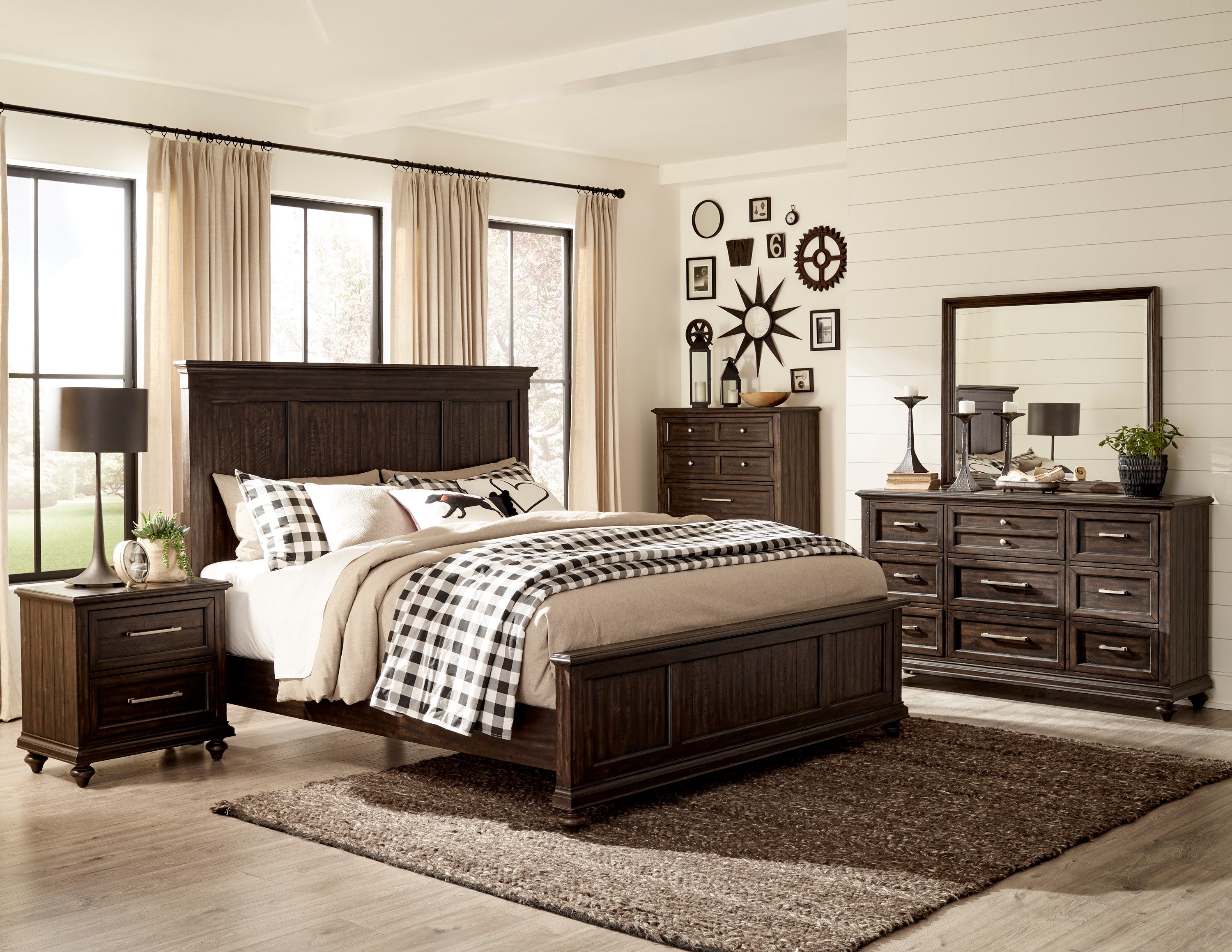 Cardano Driftwood Charcoal Queen Panel Bed - SET | 1689-1 | 1689-2 | 1689-3 - Bien Home Furniture &amp; Electronics