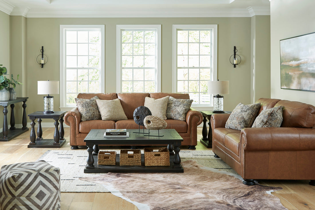 Carianna Caramel Leather Living Room Set - SET | 5760438 | 5760435 - Bien Home Furniture &amp; Electronics