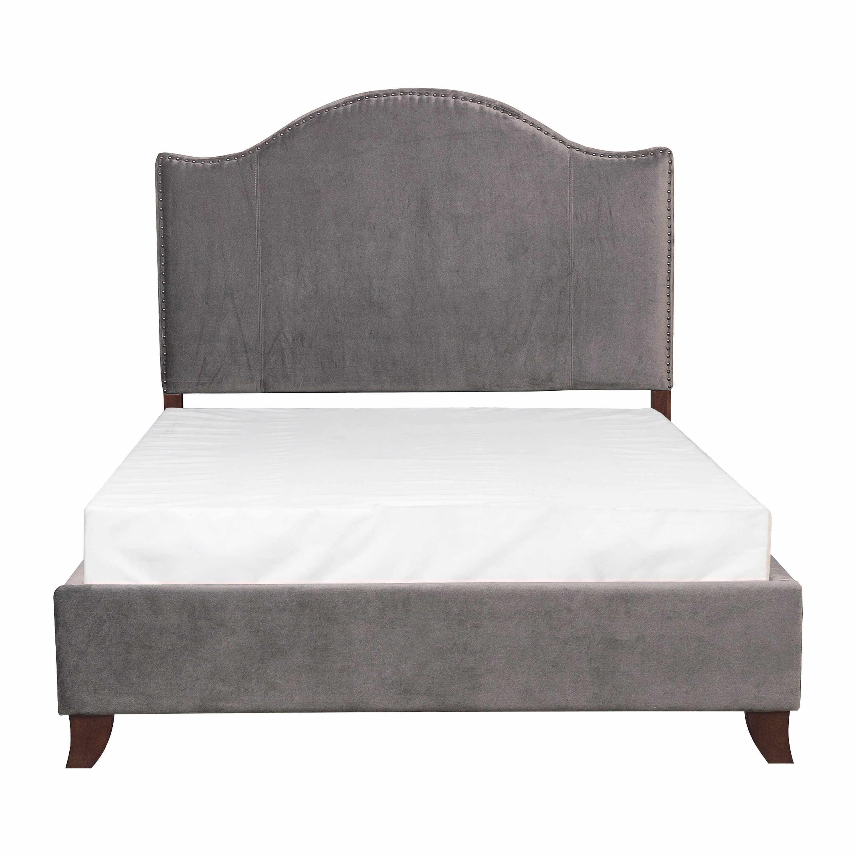 Carlow Gray Camelback Queen Bed - SET | 5874GY-1 | 5874GY-3 - Bien Home Furniture &amp; Electronics