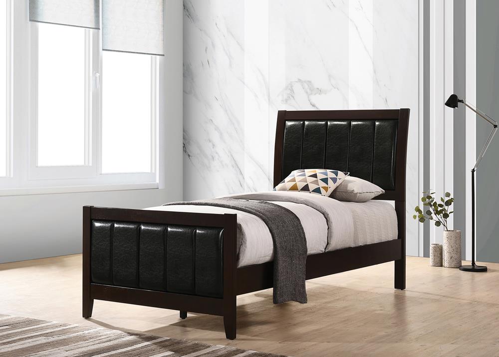 Carlton 4-Piece Twin Upholstered Bedroom Set Cappuccino/Black - 202091T-S4 - Bien Home Furniture &amp; Electronics