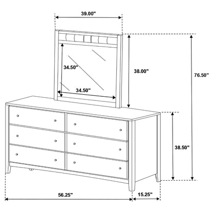 Carlton 6-drawer Rectangular Dresser with Mirror Cappuccino - 202093M - Bien Home Furniture &amp; Electronics