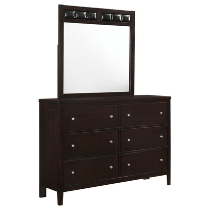 Carlton 6-drawer Rectangular Dresser with Mirror Cappuccino - 202093M - Bien Home Furniture &amp; Electronics