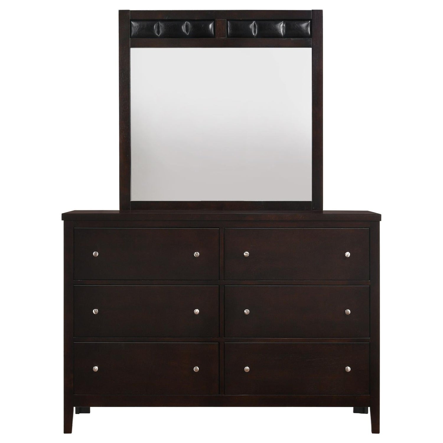 Carlton 6-drawer Rectangular Dresser with Mirror Cappuccino - 202093M - Bien Home Furniture &amp; Electronics