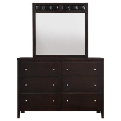 Carlton 6-drawer Rectangular Dresser with Mirror Cappuccino - 202093M - Bien Home Furniture &amp; Electronics