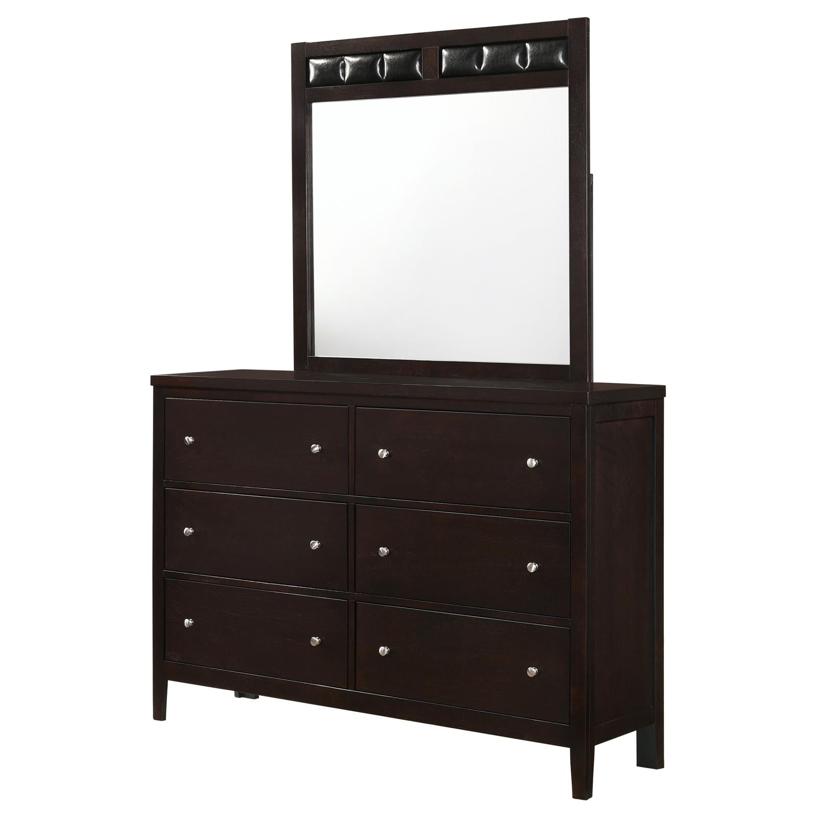 Carlton 6-drawer Rectangular Dresser with Mirror Cappuccino - 202093M - Bien Home Furniture &amp; Electronics