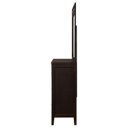 Carlton 6-drawer Rectangular Dresser with Mirror Cappuccino - 202093M - Bien Home Furniture &amp; Electronics