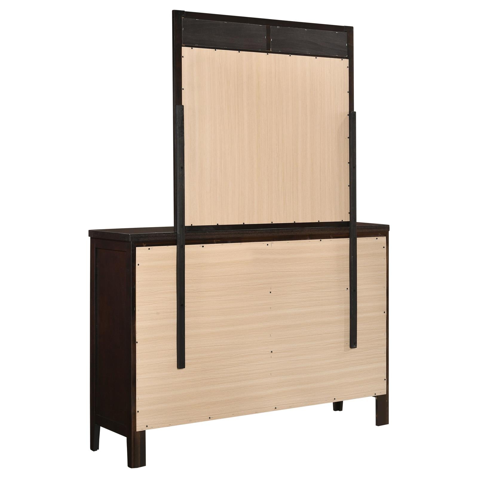 Carlton 6-drawer Rectangular Dresser with Mirror Cappuccino - 202093M - Bien Home Furniture &amp; Electronics