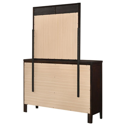 Carlton 6-drawer Rectangular Dresser with Mirror Cappuccino - 202093M - Bien Home Furniture &amp; Electronics