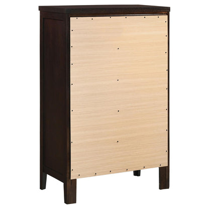 Carlton Cappuccino 5-Drawer Rectangular Chest - 202095 - Bien Home Furniture &amp; Electronics