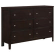 Carlton Cappuccino 6-Drawer Rectangular Dresser - 202093 - Bien Home Furniture & Electronics