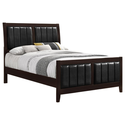 Carlton Full Upholstered Panel Bed Cappuccino/Black - 202091F - Bien Home Furniture &amp; Electronics