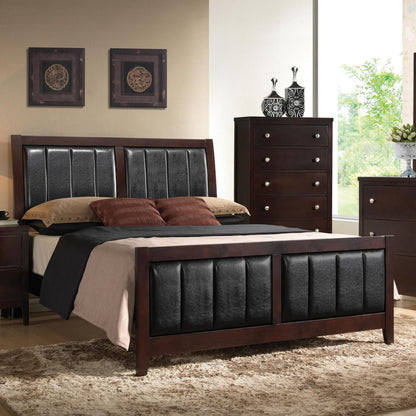 Carlton Queen Upholstered Bed Cappuccino/Black - 202091Q - Bien Home Furniture &amp; Electronics