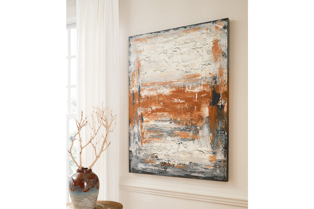 Carmely Gray/White/Orange Wall Art - A8000357 - Bien Home Furniture &amp; Electronics