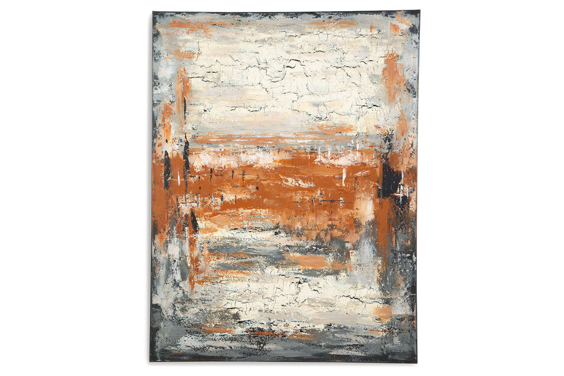 Carmely Gray/White/Orange Wall Art - A8000357 - Bien Home Furniture &amp; Electronics