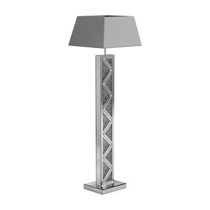 Carmen Geometric Base Floor Lamp Silver - 920140 - Bien Home Furniture &amp; Electronics