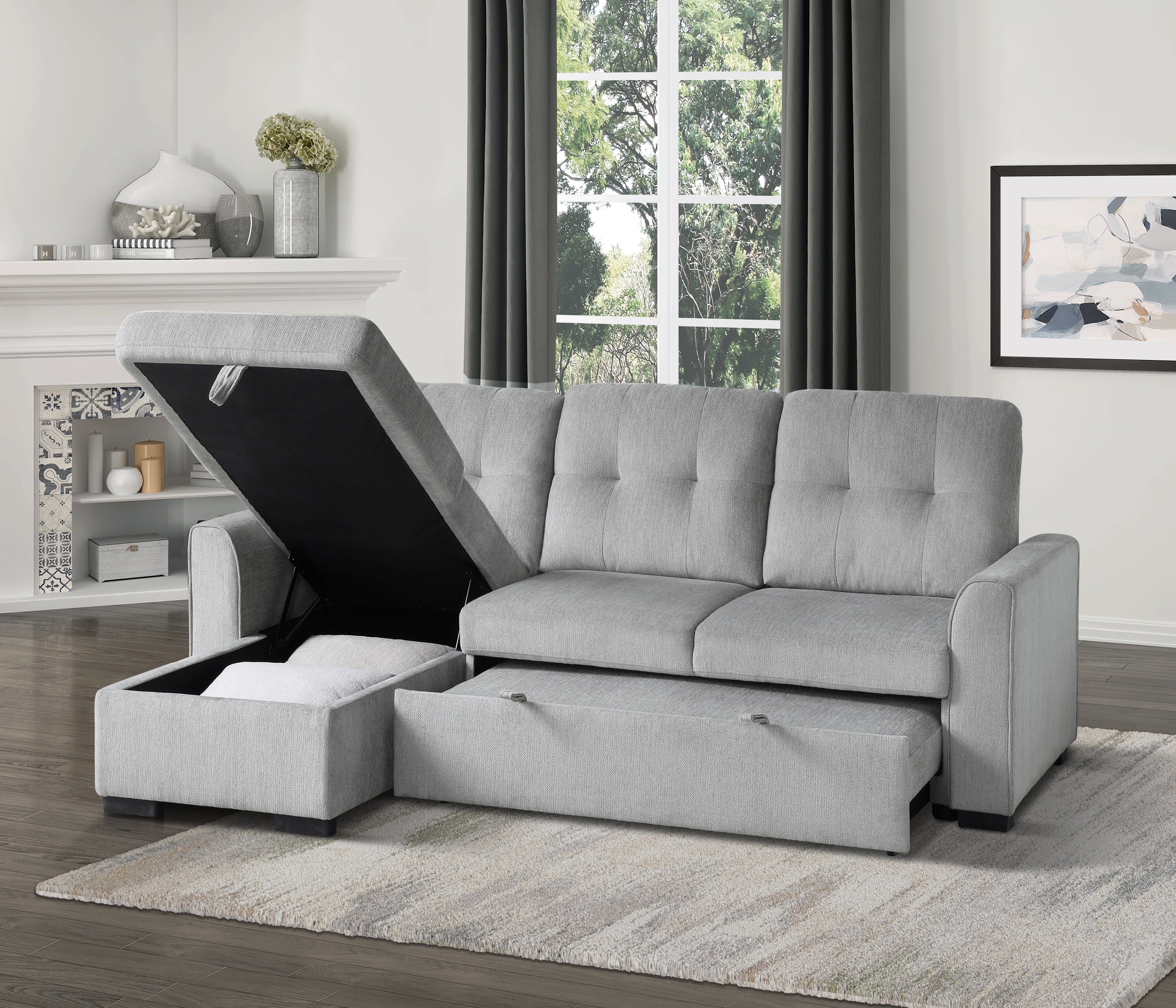 2 piece carter storage deals sleeper sectional