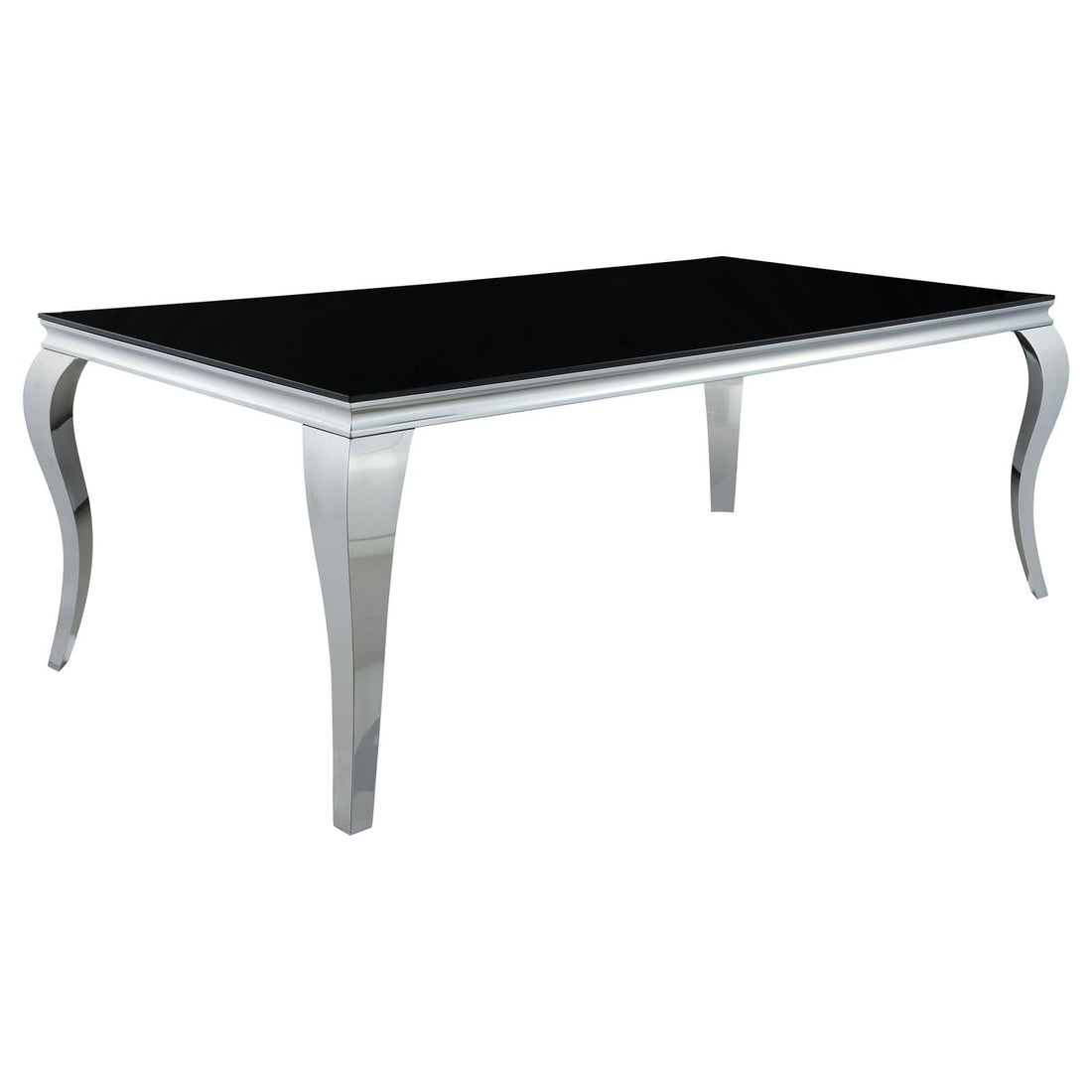 Carone Black/Chrome Rectangular Glass Top Dining Table - 115071 - Bien Home Furniture &amp; Electronics