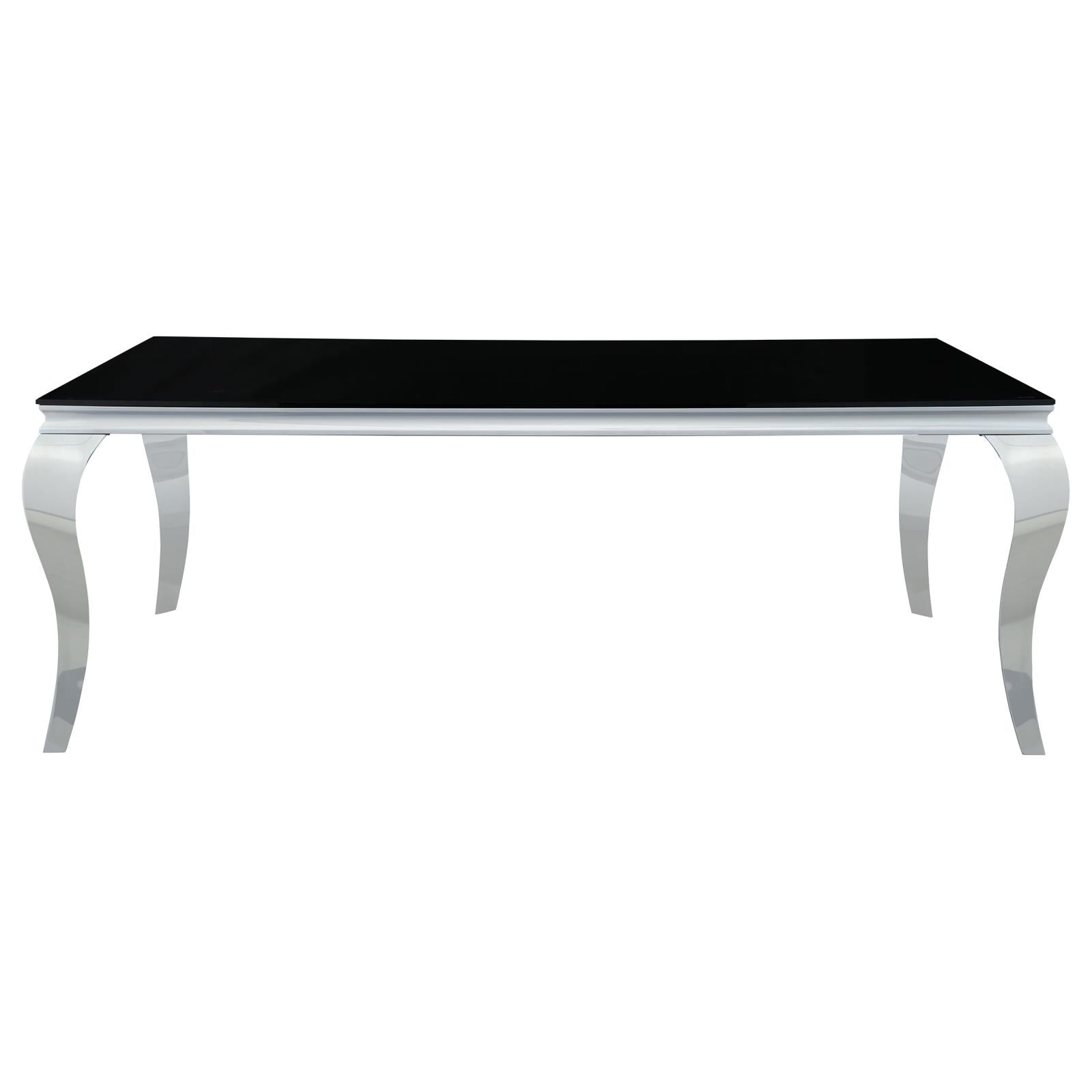 Carone Black/Chrome Rectangular Glass Top Dining Table - 115071 - Bien Home Furniture &amp; Electronics