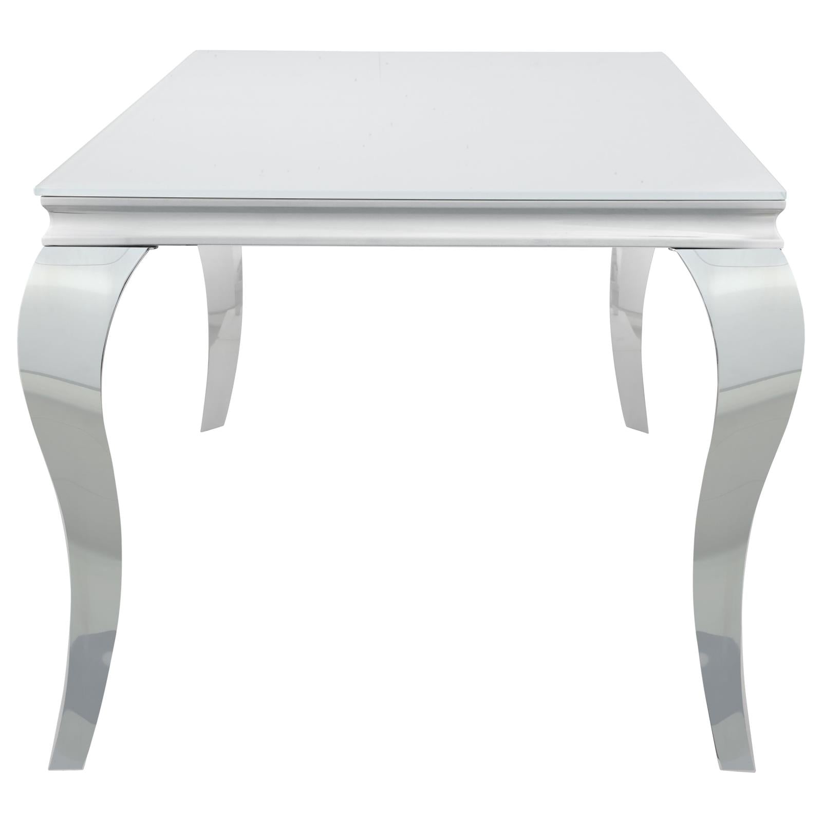 Carone White/Chrome Glass Top Dining Table - 115091 - Bien Home Furniture &amp; Electronics