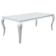 Carone White/Chrome Rectangular Glass Top Dining Table - 115081 - Bien Home Furniture & Electronics