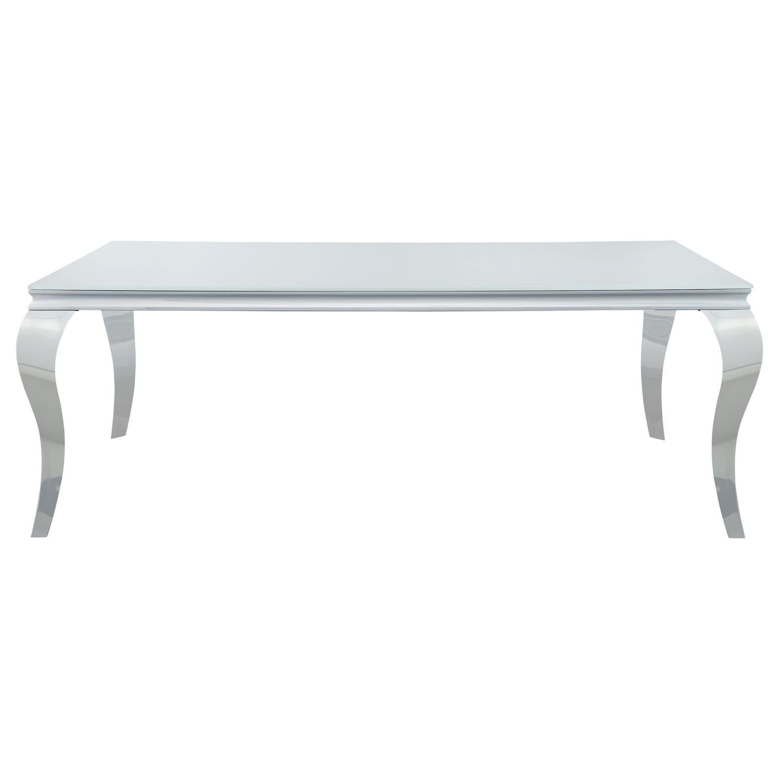 Carone White/Chrome Rectangular Glass Top Dining Table - 115081 - Bien Home Furniture &amp; Electronics