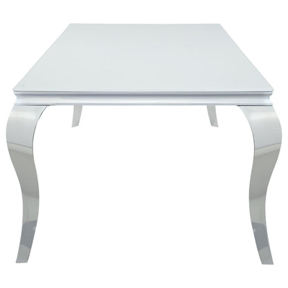 Carone White/Chrome Rectangular Glass Top Dining Table - 115081 - Bien Home Furniture &amp; Electronics