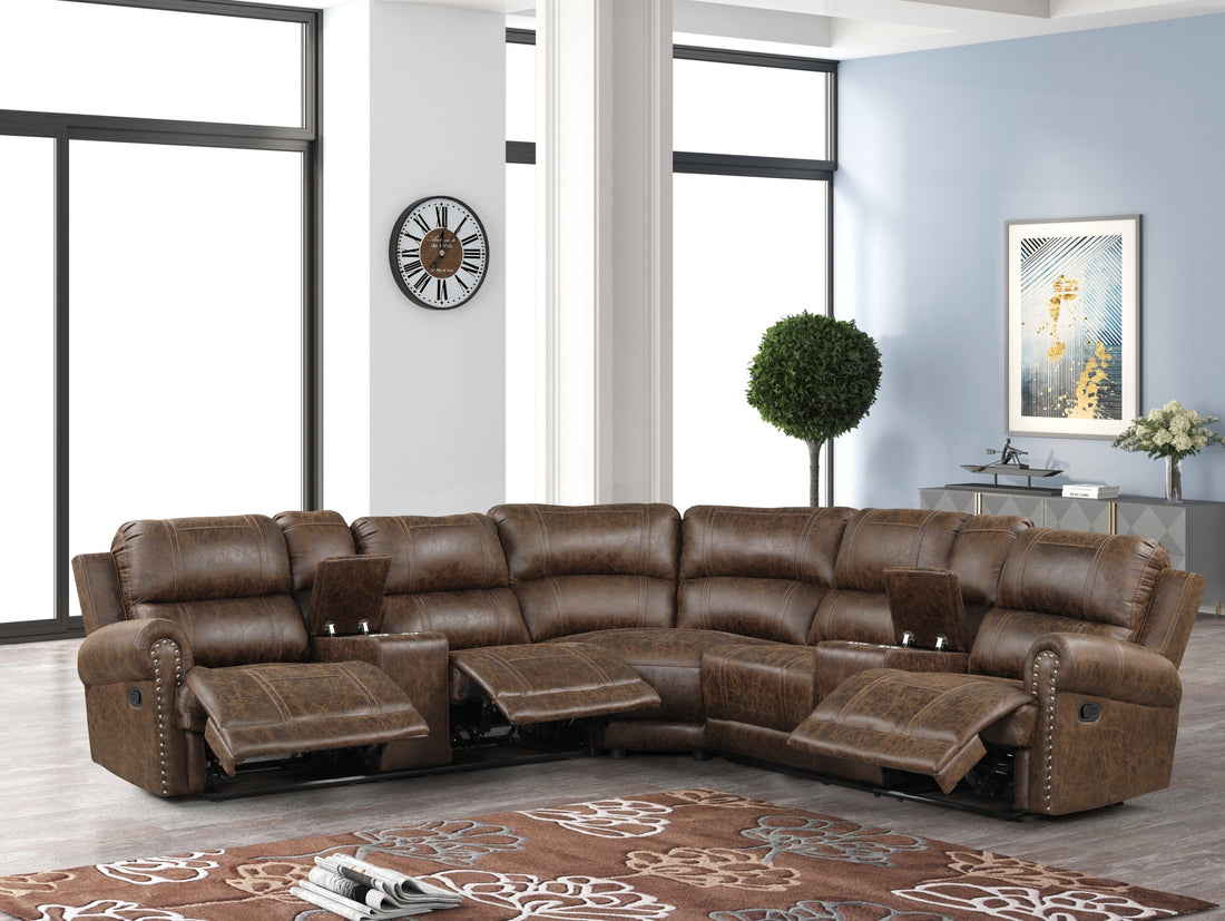 Carrol Brown Reclining Sectional - Carrol - Bien Home Furniture &amp; Electronics
