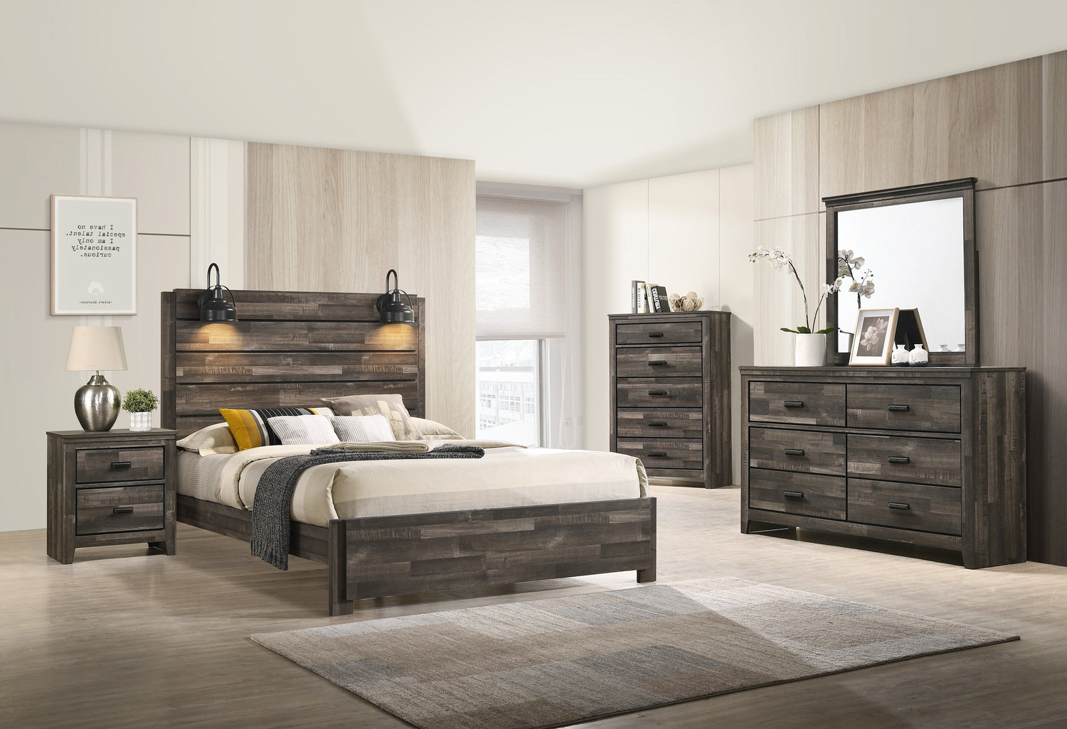 Carter Brown Platform Bedroom Set - SET | B6800-Q-BED | B6800-1 | B6800-11 | B6800-2 - Bien Home Furniture &amp; Electronics