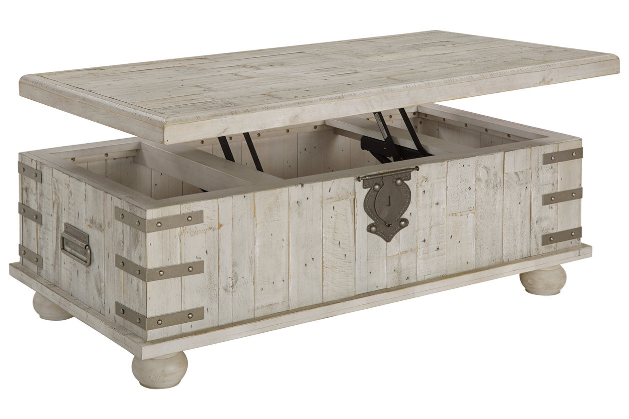 Carynhurst White Wash Gray Coffee Table with Lift Top - T757-9 - Bien Home Furniture &amp; Electronics