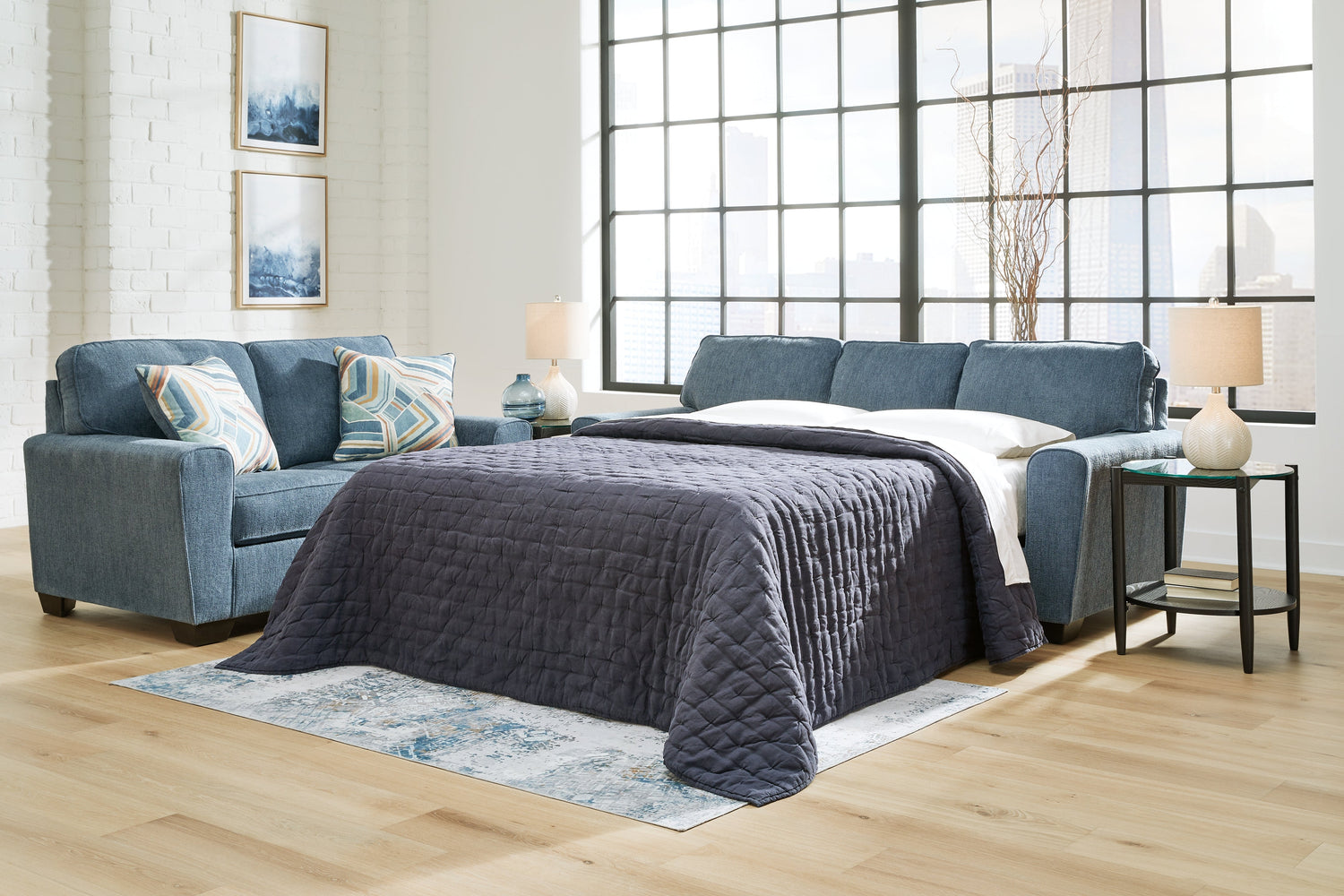 Cashton Blue Queen Sofa Sleeper - 4060539 - Bien Home Furniture &amp; Electronics