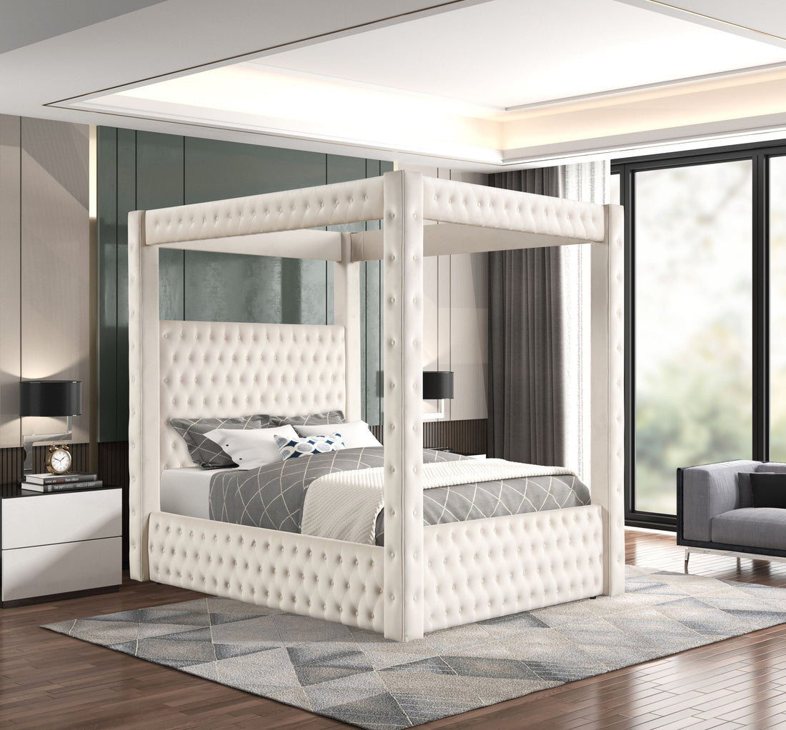 Castle Cream Platform Bed - Queen, King *QUEEN - Castle - Cream QUEEN - Bien Home Furniture &amp; Electronics