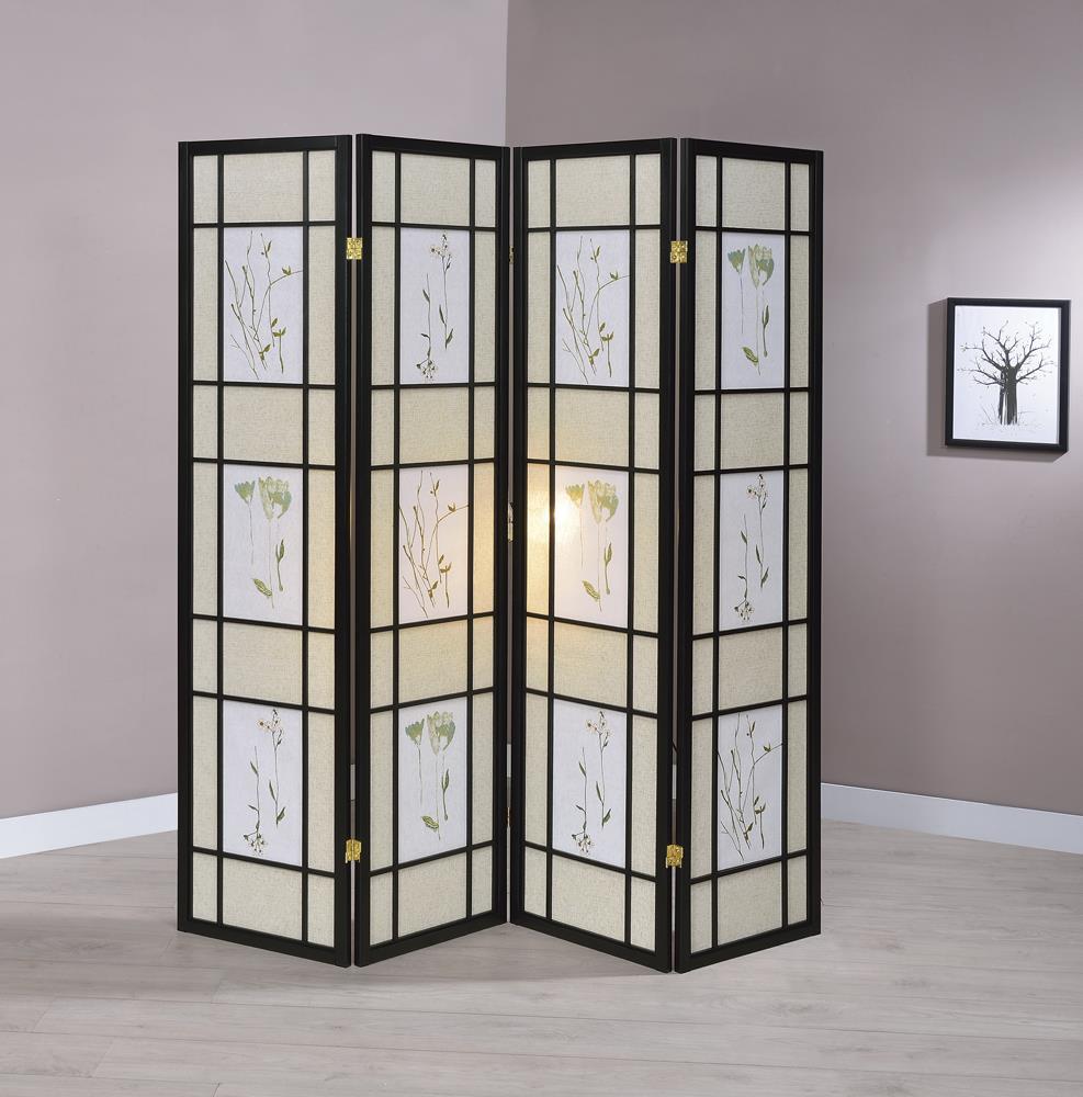 Catabella 4-Panel Floral Print Folding Screen Multi-color - 4407 - Bien Home Furniture &amp; Electronics