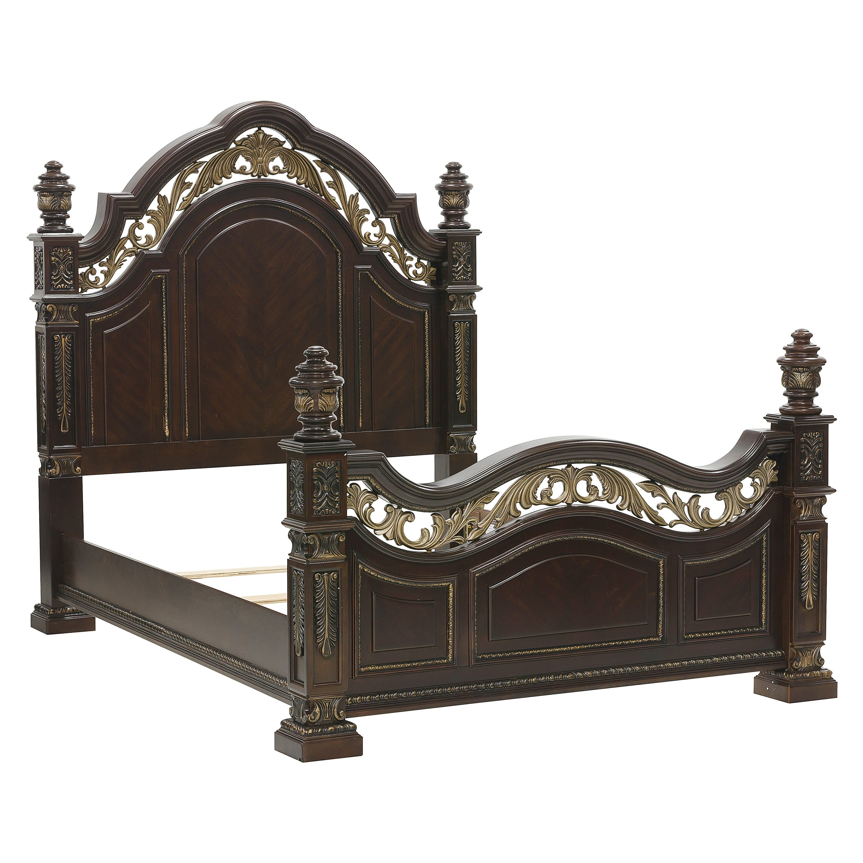 Catalonia Cherry Queen Poster Bed - SET | 1824-1 | 1824-2 | 1824-3 | 1824-1P | 1824-2P - Bien Home Furniture &amp; Electronics