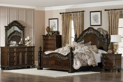 Catalonia Cherry Queen Poster Bed - SET | 1824-1 | 1824-2 | 1824-3 | 1824-1P | 1824-2P - Bien Home Furniture &amp; Electronics
