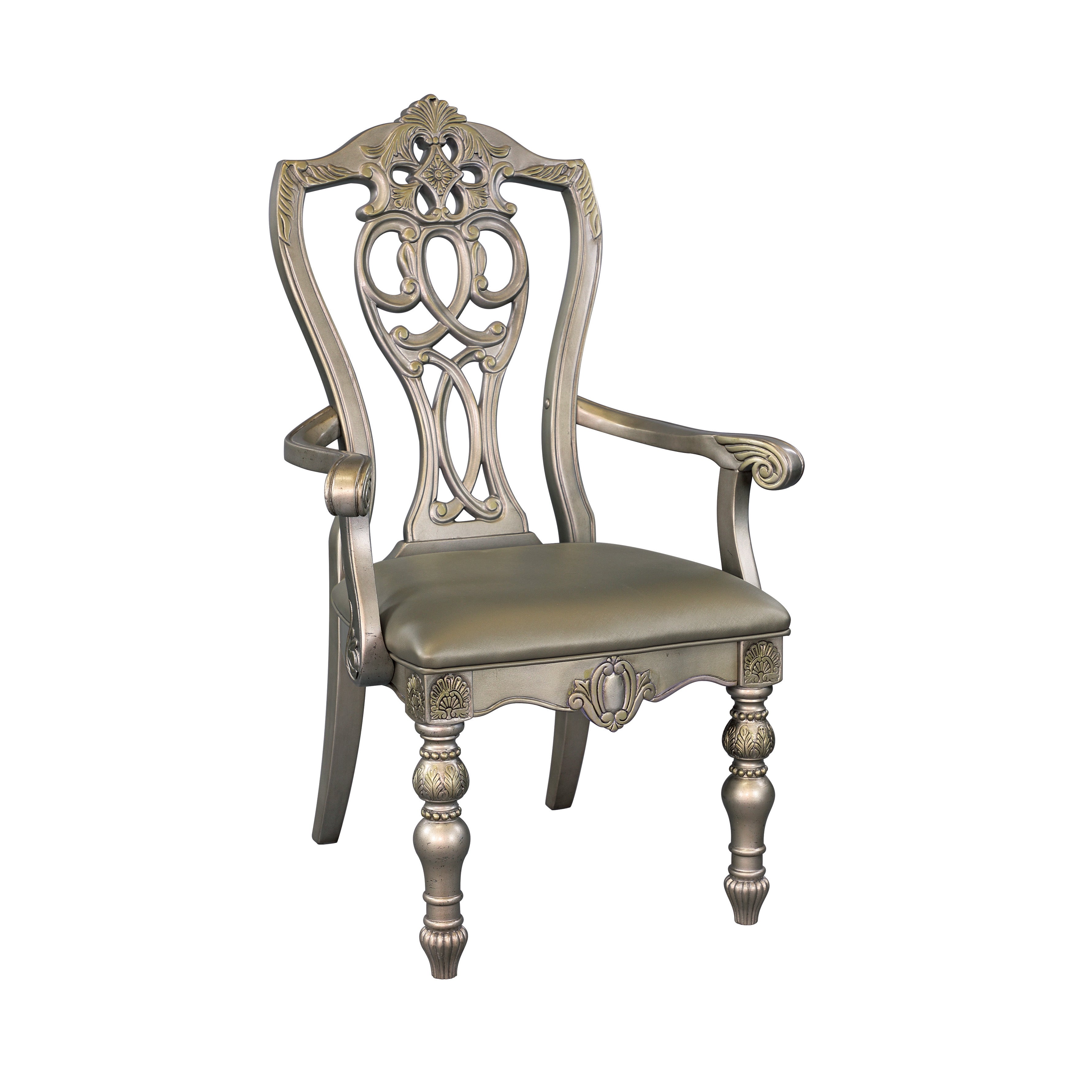 Catalonia Platinum Gold Dining Arm Chair, Set of 2 - 1824PGA - Bien Home Furniture &amp; Electronics