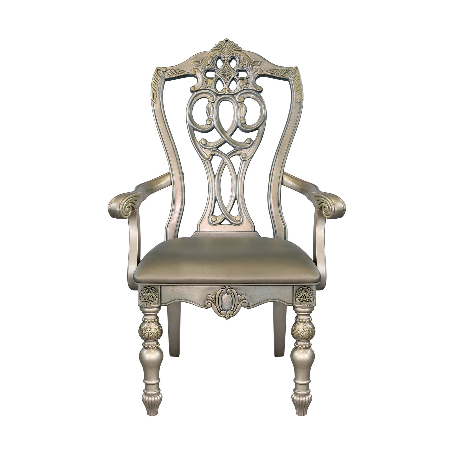 Catalonia Platinum Gold Dining Arm Chair, Set of 2 - 1824PGA - Bien Home Furniture &amp; Electronics