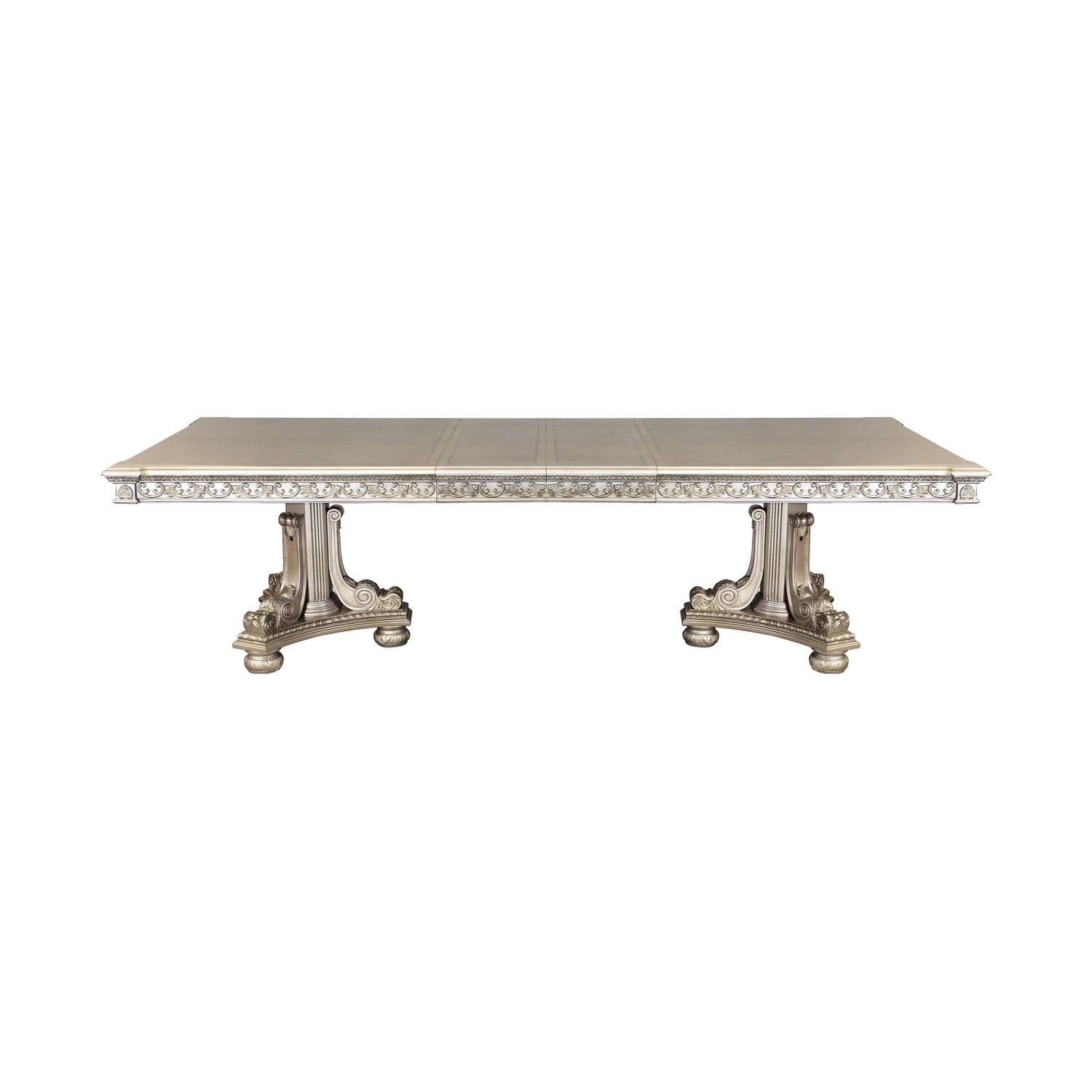 Catalonia Platinum Gold Extendable Dining Table - SET | 1824PG-112 | 1824PG-112B - Bien Home Furniture &amp; Electronics