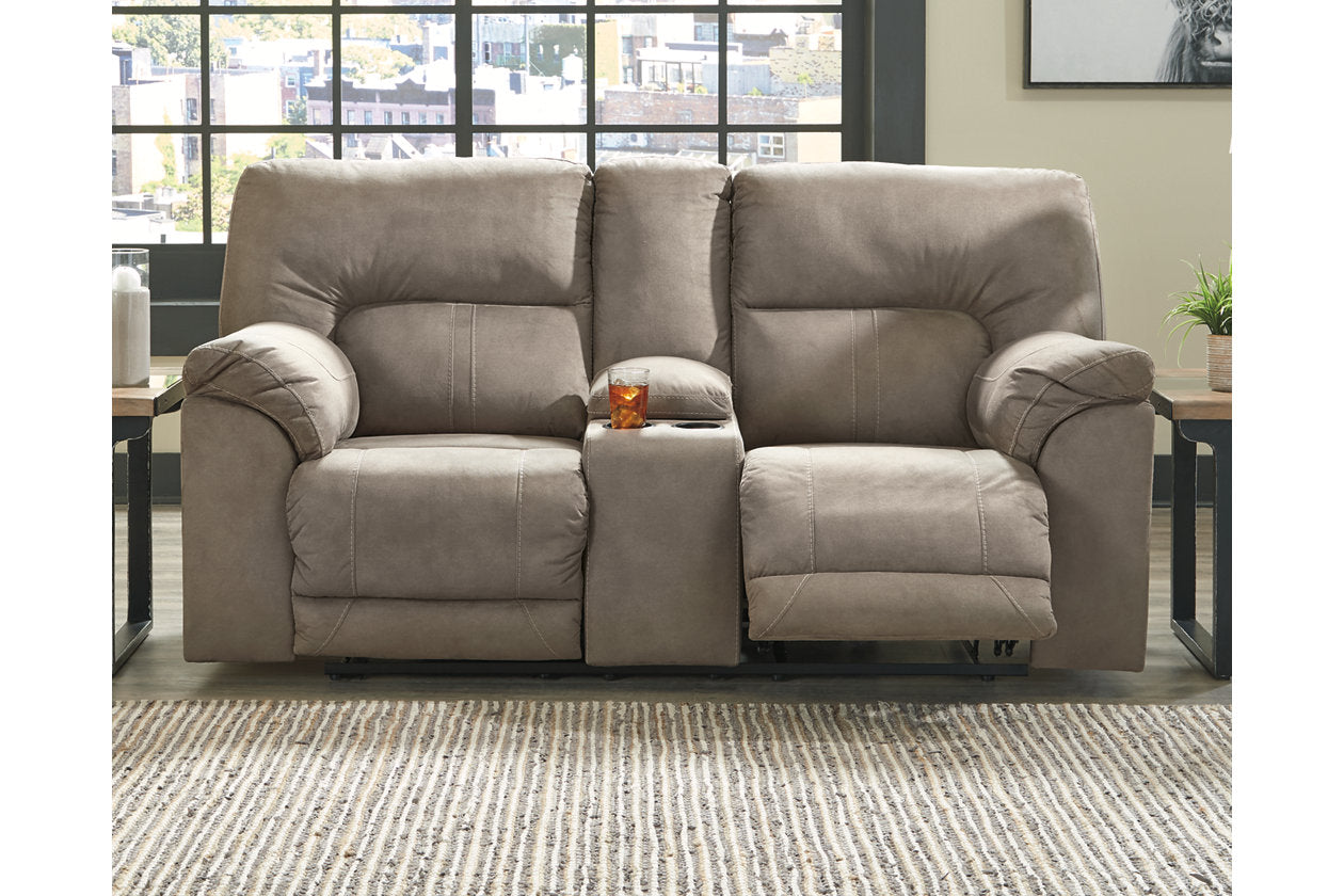 Cavalcade Slate Power Reclining Loveseat with Console - 7760196 - Bien Home Furniture &amp; Electronics