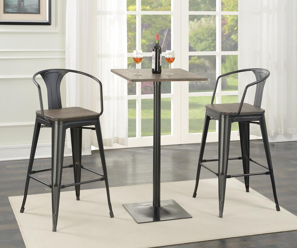 Cavalier Dark Elm/Matte Black Square Bar Table - 100730 - Bien Home Furniture &amp; Electronics