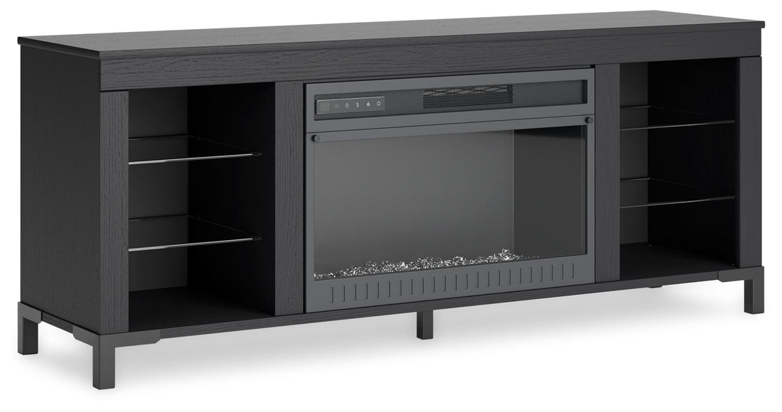 Cayberry Black 60&quot; TV Stand with Electric Fireplace - W2721-168 - Bien Home Furniture &amp; Electronics