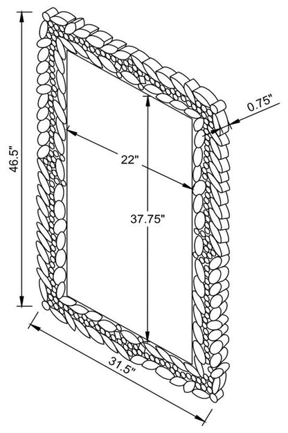 Cecily Rectangular Leaves Frame Wall Mirror with Faux Crystal - 961621 - Bien Home Furniture &amp; Electronics