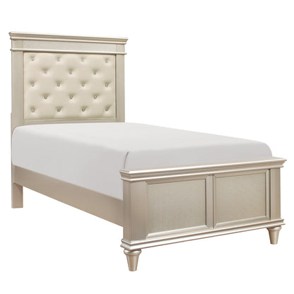 Celandine Silver Twin Upholstered Panel Bed - SET | 1928T-1 | 1928T-2 | 1928F-3 - Bien Home Furniture &amp; Electronics
