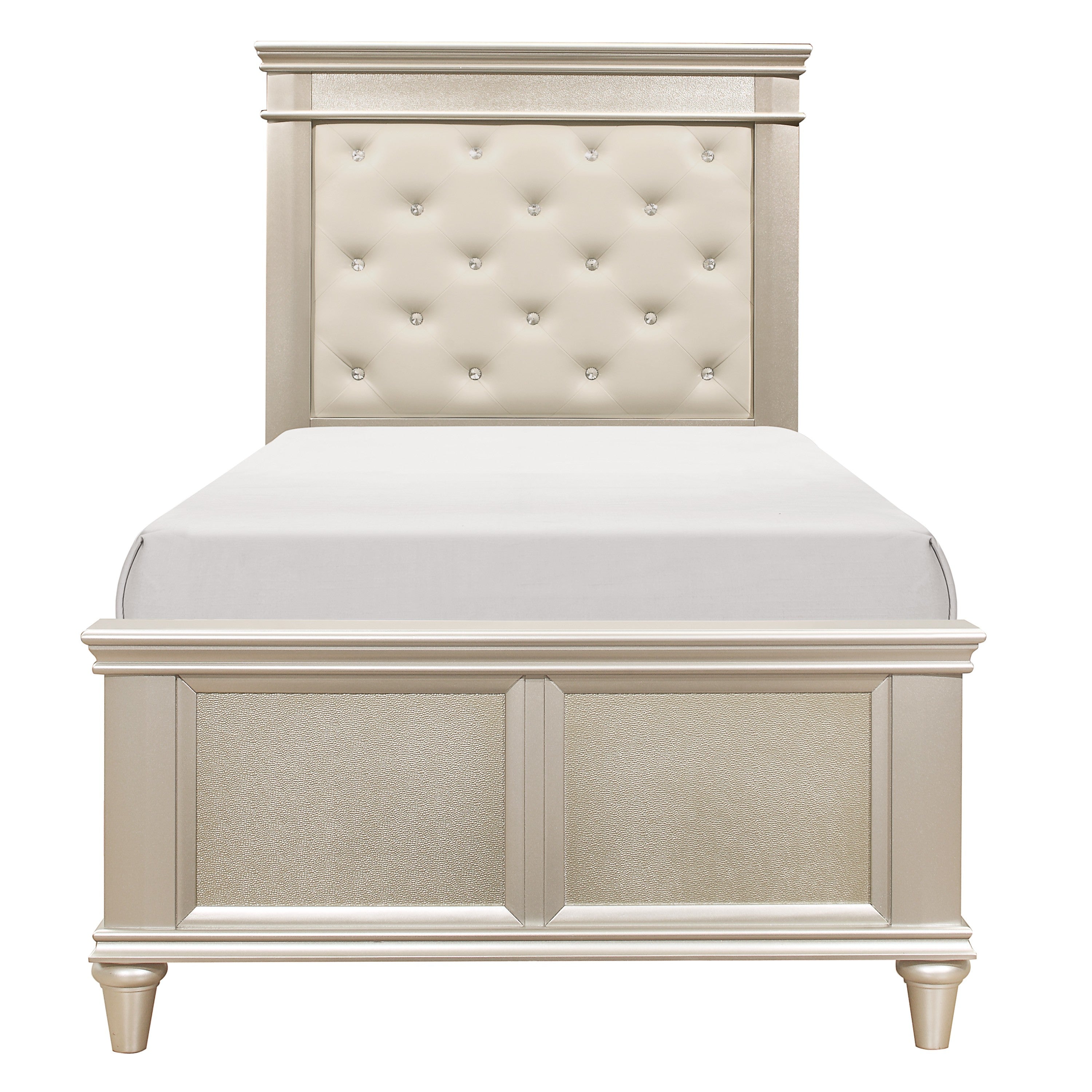 Celandine Silver Twin Upholstered Panel Bed - SET | 1928T-1 | 1928T-2 | 1928F-3 - Bien Home Furniture &amp; Electronics