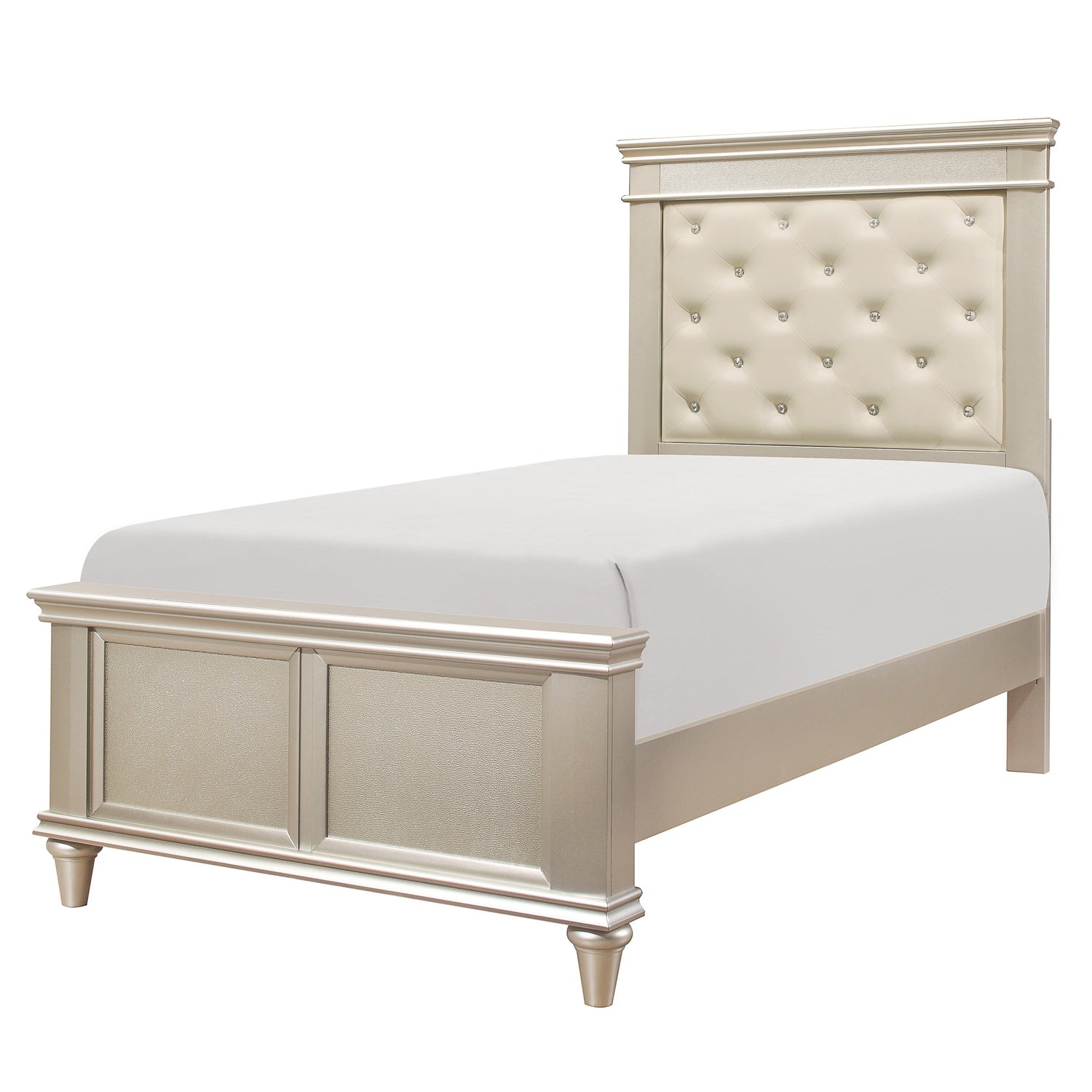 Celandine Silver Upholstered Panel Youth Bedroom Set - SET | 1928-5 | 1928-6 | 1928-4 | 1928-9 | 1928F-1 | 1928F-2 | 1928F-3 - Bien Home Furniture &amp; Electronics