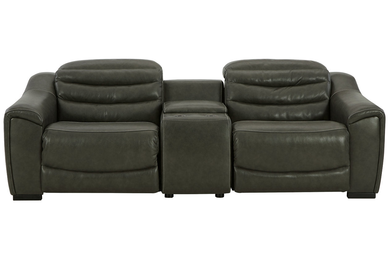 Center Line Dark Gray 3-Piece Power Reclining Loveseat with Console - SET | U6340457 | U6340458 | U6340462 - Bien Home Furniture &amp; Electronics