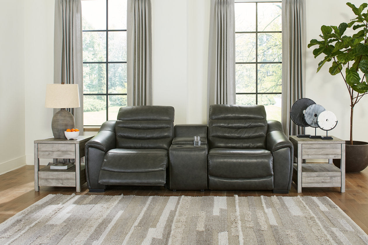 Center Line Dark Gray 3-Piece Power Reclining Loveseat with Console - SET | U6340457 | U6340458 | U6340462 - Bien Home Furniture &amp; Electronics