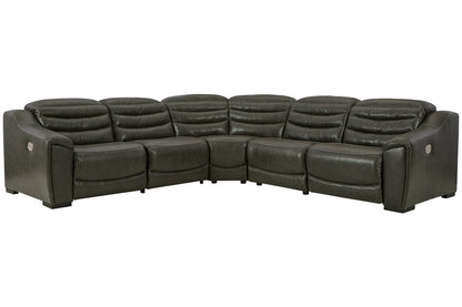 Center Line Dark Gray 5-Piece Power Reclining Sectional - SET | U6340431 | U6340446 | U6340458 | U6340462 | U6340477 - Bien Home Furniture &amp; Electronics