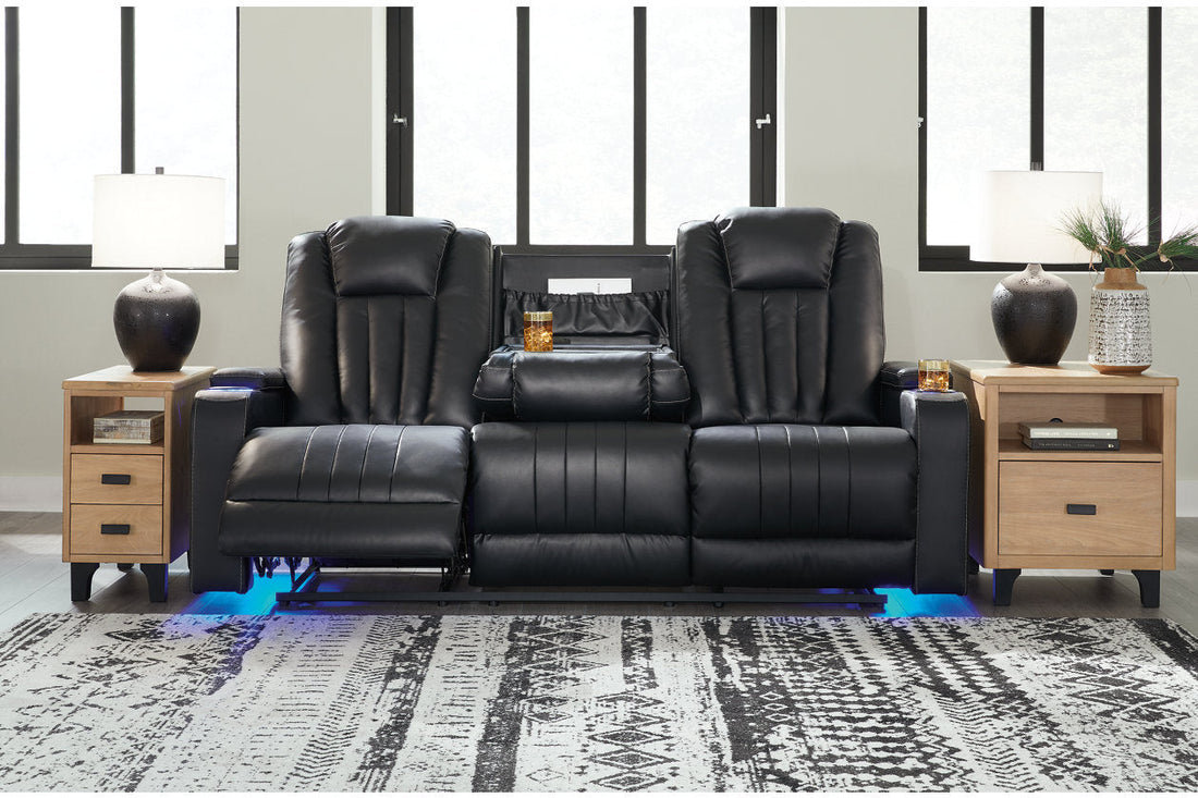 Center Point Black Reclining Sofa with Drop Down Table - 2400489 - Bien Home Furniture &amp; Electronics
