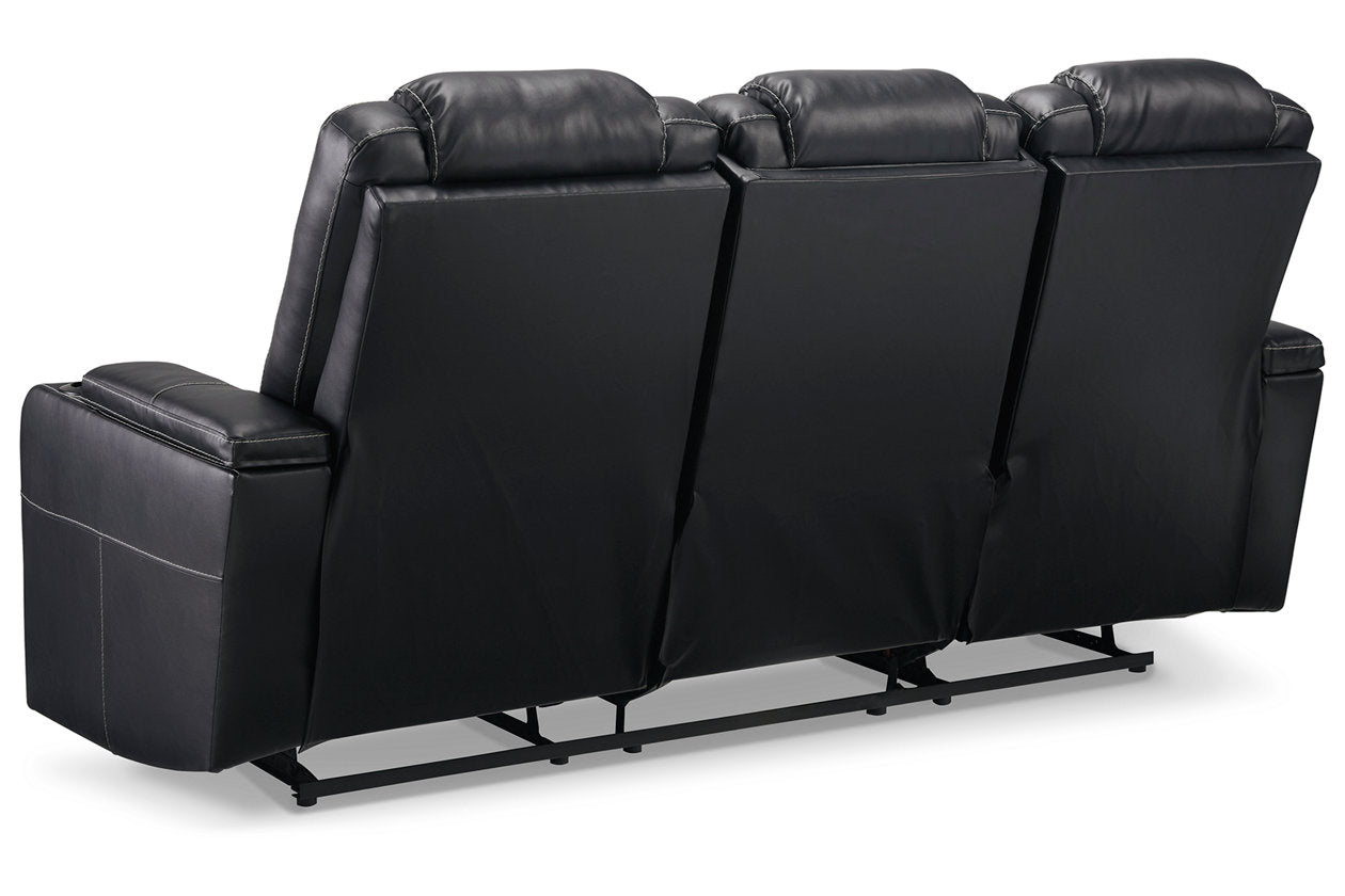 Center Point Black Reclining Sofa with Drop Down Table - 2400489 - Bien Home Furniture &amp; Electronics